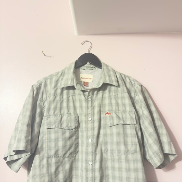 Simms Snap Button Plaid Shirt Green Men Size M - Picture 2 of 7